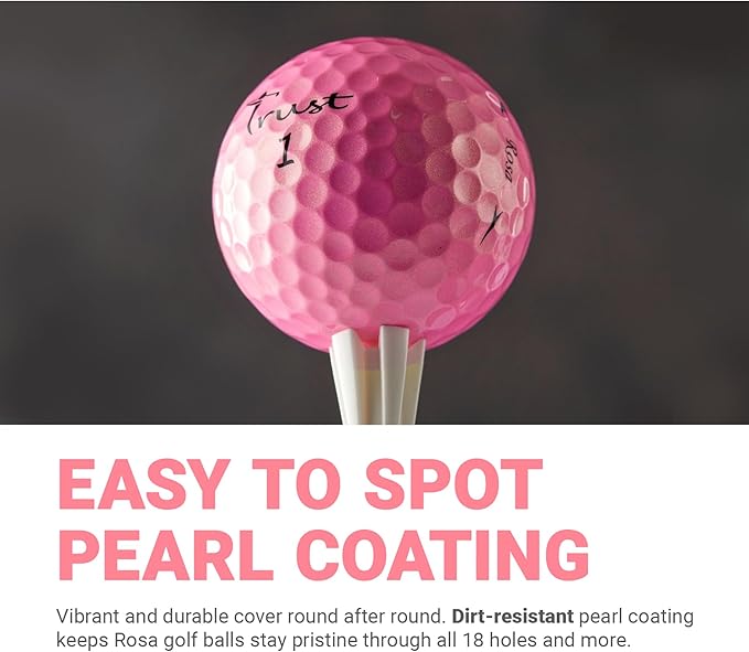 Trust Golf Balls - Aurora & Rosa Crystal Urethane Series | Eye-Catching & Easy to Spot | Maximum Distance, Soft Feel, Straight Flight, & Greenside Control | Blue, Orange, Pink, Yellow | 12 or 48 Balls