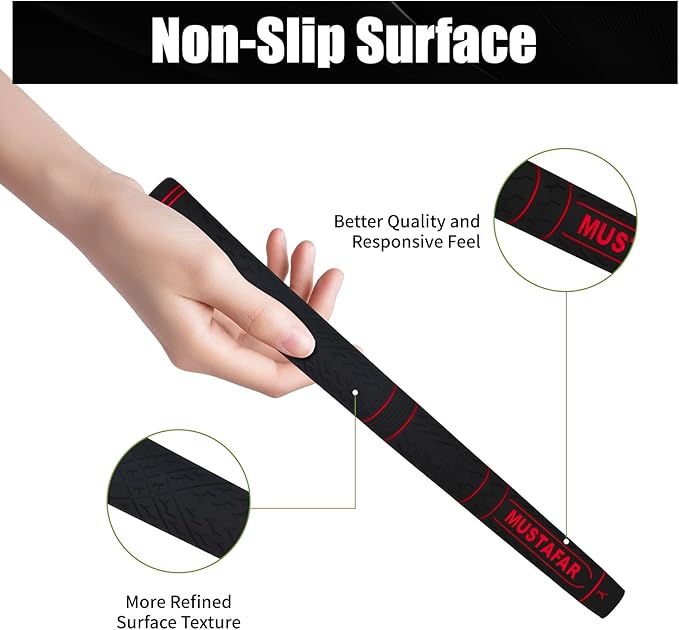 MUSTAFAR Premium Rubber Midsize Golf Grips 13 Pack -Enhanced Traction and Comfortable,Durable Golf Club Grips 4 colors Available