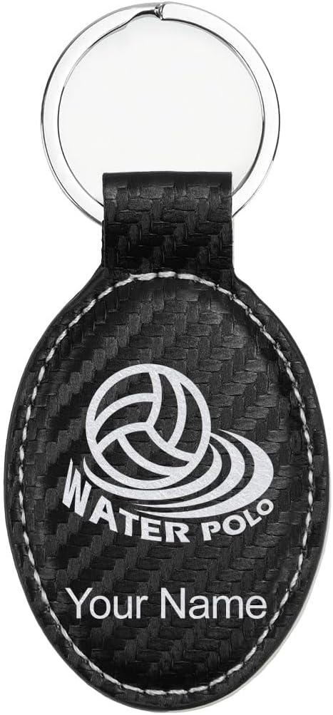 LaserGram Oval Keychain, Water Polo, Personalized Engraving Included
