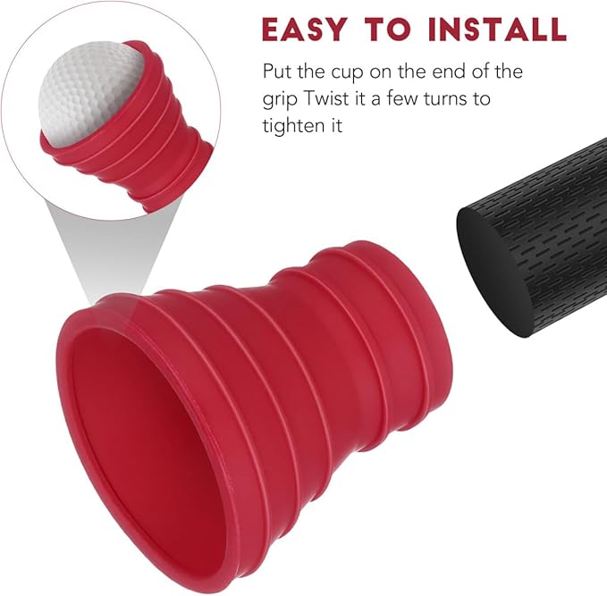 NUOBESTY Golf Pick-up Suction Cup Grabber Rubber Golf Ball Retriever Picker Upper for Putter Tool Accessories (Red)
