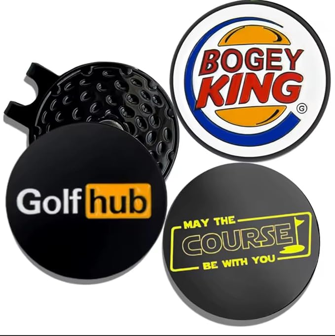 Golf Ball Marker Set 3-Pack with Magnetic Clip | Bogey King, Golfhub, May The Course Be Woth You | Great Golf Gift & Stocking Stuffer
