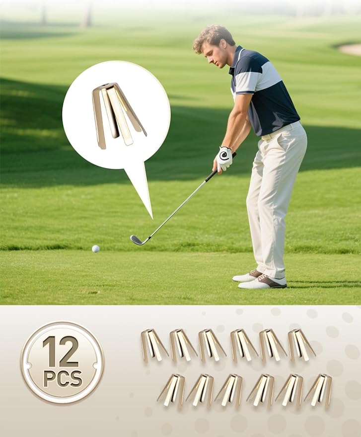 12PCS 6 Legs Universal Golf Shaft Adapter Shims, Brass Shim for Golf Shafts Iron Fits Ferrules .335 .350 .355 .370 Golf Club Parts Adjustable Accessories