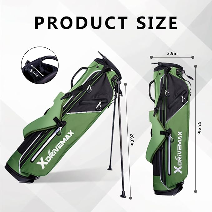Golf Stand Bag, Lightweight Golf Bag with Stable Stand,Compact Design Featuring Easy-Carry Shoulder Straps, 4-Way Top, Essential Storage Pockets