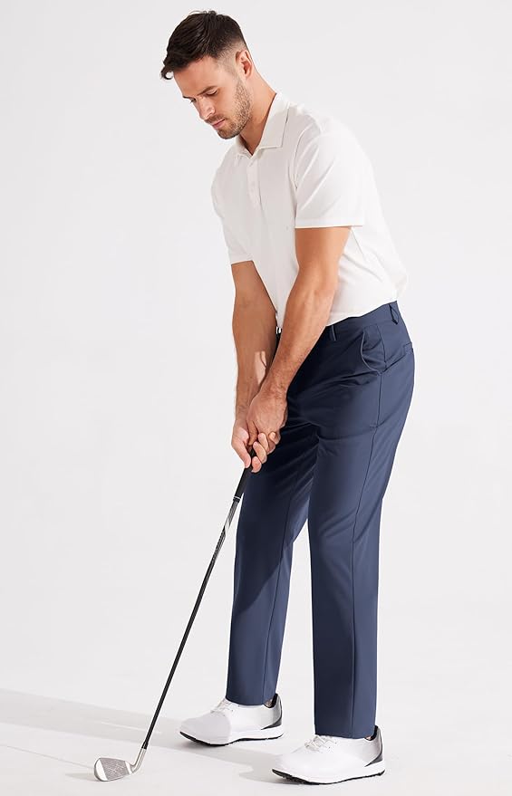 Libin Men's Golf Pants Classic Fit Flat Front Work Dress Pants 29" 31" 33" Stretch Casual Pants Lightweight with Pockets