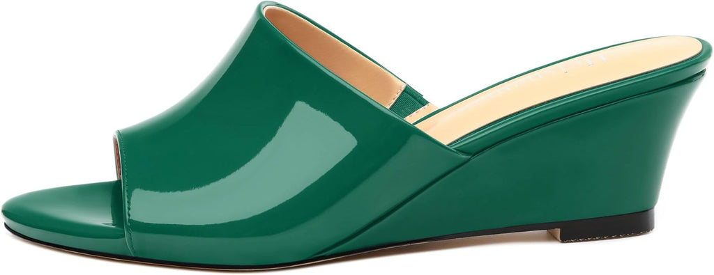 Wedge Sandals for Women Open Toe Wedge Heels Womens Matte High Heel Sandal Round Toe Heeled Wedge Sandals Slip on Casual shoes 2 inch