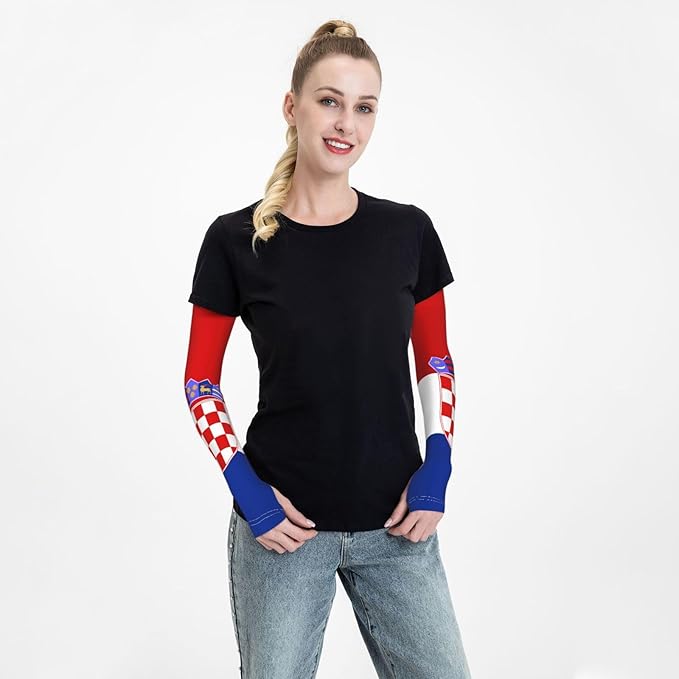Cute Flag Arm Sleeves Cooling Sun Protection Sports Flag Sleeves for Men Women