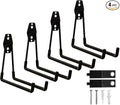 Garage Hooks, 4 Pack 7.7inch Large Square Wall Hooks for Hanging Heavy Duty Ladders, Bikes, Tools Ideal for Garage, Garden, Basement Utility Room Storage (Black)