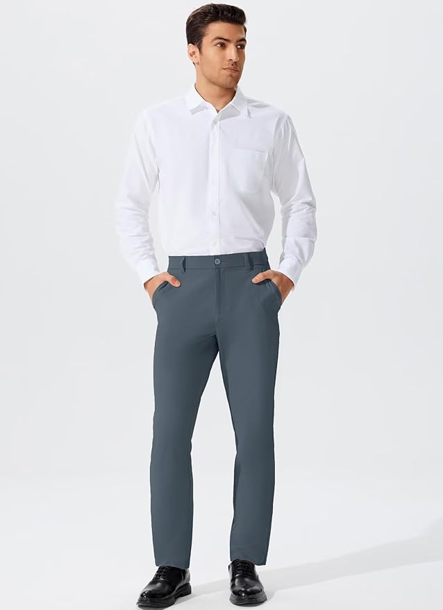 QPNGRP Men's Golf Pants 30"/32"/34" Inseam Lightweight Stretch Work Dress Pants
