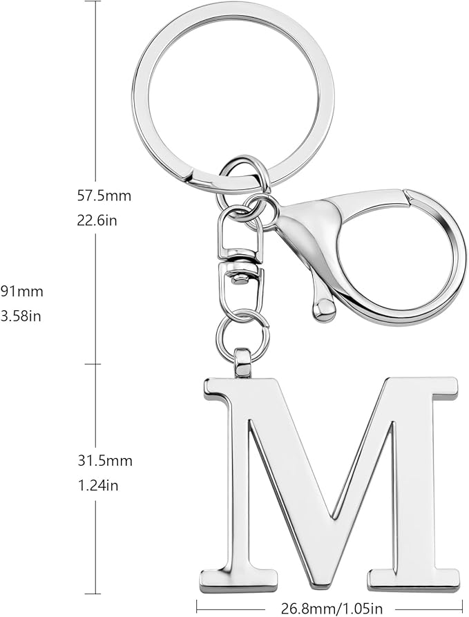 LAXPICOL Gold Letter A-Z Keychain for Women Bag Charms Purse Charms For Handbags Metal Alphabet Initial Letter Keychain