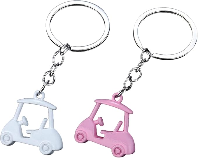 Pack Of 2 Zincs Alloy Realistic Golf Cart Keychains Golf Themed Holder Lightweight For Keys Bags Accessories