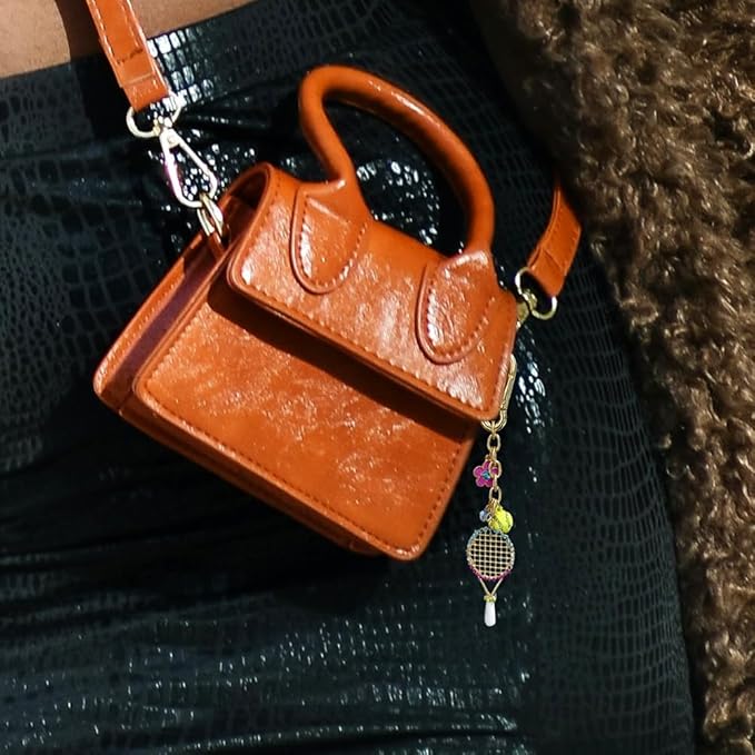 Madison Tyler Western Cowboy Boots Cherry Bow Bubble Tea Strawberry Cute Keychain | Bag Charms for Handbags Purse Charms