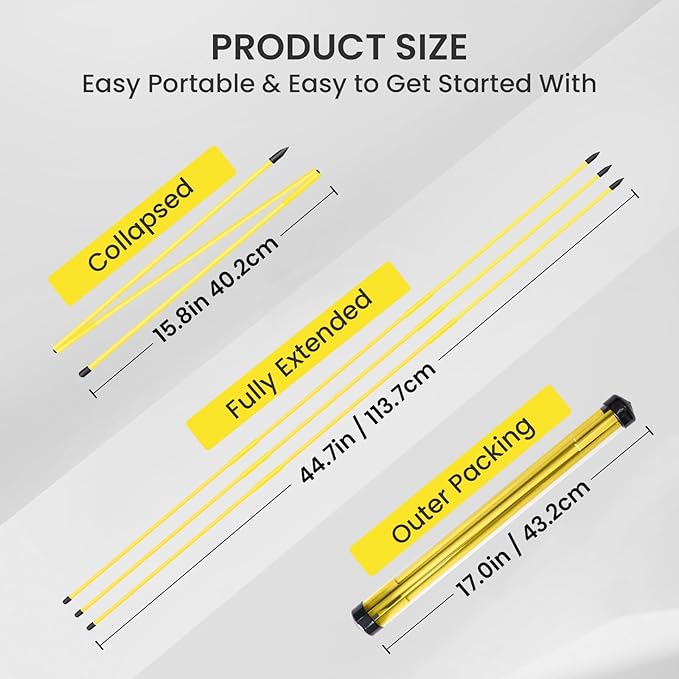 FINGER TEN Golf Alignment Sticks Rods Swing Trainer Tools 48 Inch 2 Or 3 Pack, Fits in Golf Bag Tour Stickers Practice Training Aid