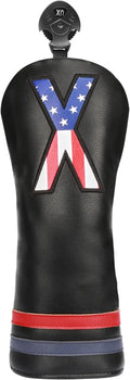 Golf Head Covers, 4pcs or 1pc USA Stars and Stripes Golf Club Covers for Woods and Driver Fairway Hybrid, PU Leather Golf Club Head Covers for Men Women with Interchangeable Tags, Fits Most Golf Clubs