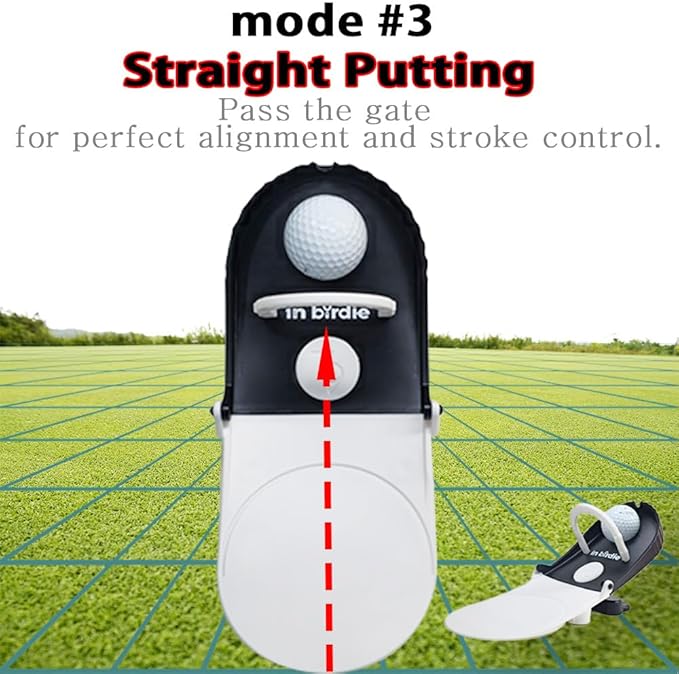 In birdie Putting Trainer – Indoor Golf Putting Aid with 3 Practice Modes (Uphill, Downhill, Straight) – Micro Target Design for Accuracy – Portable & Foldable Golf Training Equipment for Home, Office