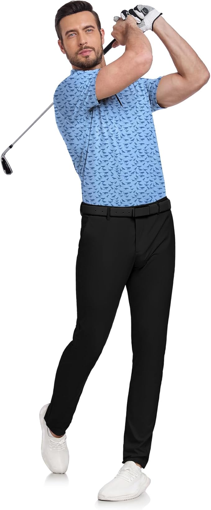 JACKETOWN Mens Polo Shirts Short Sleeve Print Dry Fit Performance Moisture Wicking Casual Collared Golf Shirts