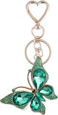 Weixiltc Charm Keychain for Women, Cute Heart Key Chain with Diamond Butterfly Pendant, Lovely Bag & Purse Keyring Accessory