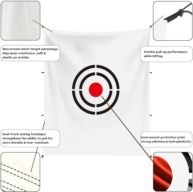 Gagalileo Golf Target Cloth: Protective Net Portable Easy Setup with Ropes Indoor Outdoor Practice All Golfers Training Accuracy for Backyard Garage