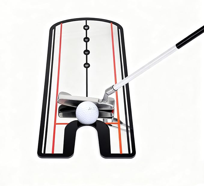 Golf Putting Mirror - Alignment Training Aid with Laser-Engraved Lines for Eye, Ball & Putter Alignment, Portable Putting Practice Tool for Indoor/Outdoor Use | Fit for All Golfers