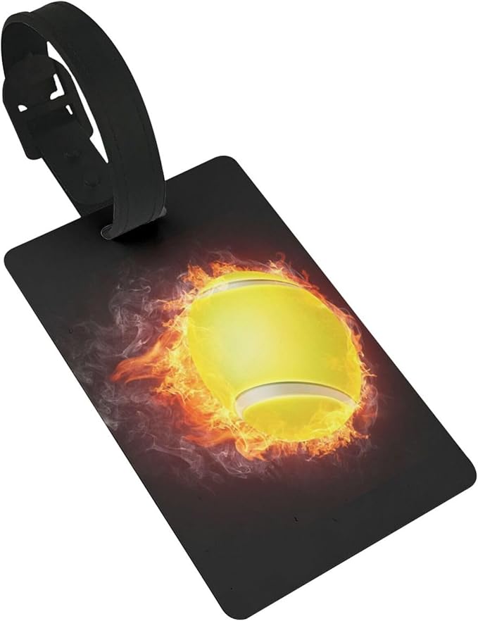 Flame Tennis Ball Luggage Tag Suitcase Identify Labels Personalized Travel Bag Tag 2.5X4.1Inch