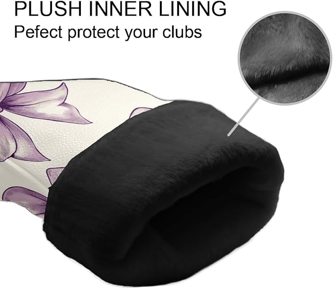 Golf Club Covers PU Leather Waterproof Golf Club Head Covers for Fairway Woods and Driver White Fishbone Pattern Driver Cover Suitable for Most Brands