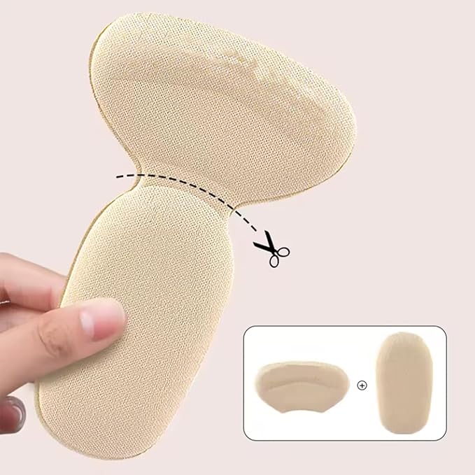Soft Sponge Heel Protectors - Heel Grips for Comfort in High Heels – T-Shape Design – Anti Slip – Prevents Blisters - Makes Shoes Fit Better - 2 Pairs (Beige)