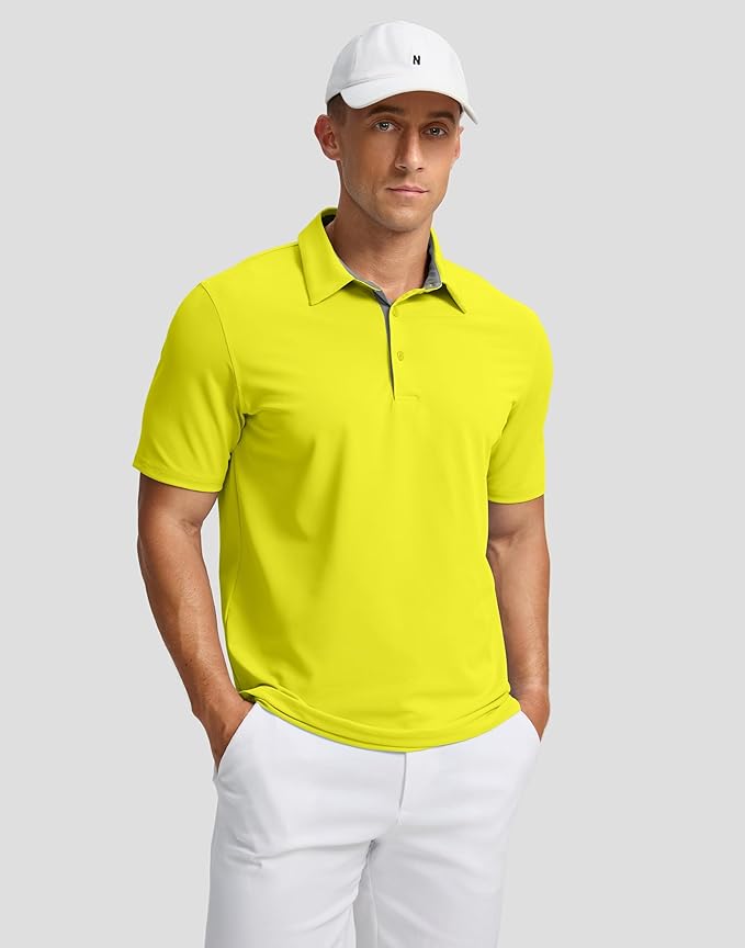 Men's Golf Shirts Dry Fit Moisture Wicking Performance Short Sleeve Collared Polo Shirts for Casual Athletic Business