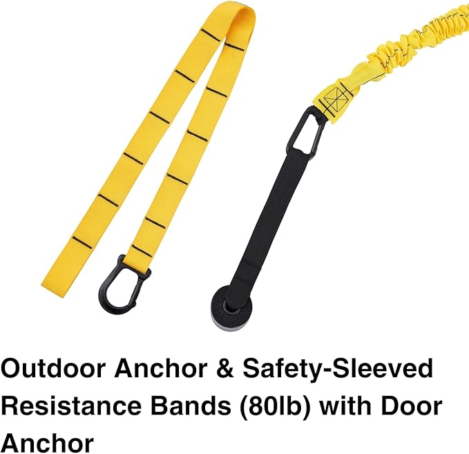 Swing Trainer for Golf/Baseball/Tennis Improvement, Resistance Cord (25&80lbs) with Weighted Workout Bar, Rotational Movements Exercise in Core Training
