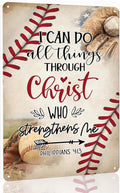 Baseball Decor For Boys Room Sports Decor For Boys Bedroom Tin Sign Vintage Metal Baseball Decoration I Can Do All Things Through Christ Who Strengthens Me 8x12 Inch