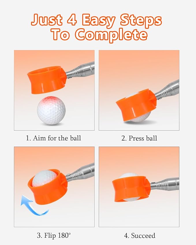 Telescopic Golf Ball Retriever (9/12ft) | Picker Upper Tool | Premium Stainless Steel & Double-Sided Head