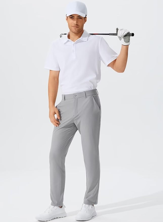 QPNGRP Men's Golf Pants 30"/32"/34" Inseam Lightweight Stretch Work Dress Pants