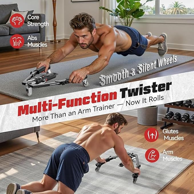 Saker Twister Arm Trainer - Adjustable 22-440lbs Hydraulic Arm & Chest Exerciser with LCD Counter, Portable Home Gym Equipment for Men & Women, Strength Training for Shoulder, Forearm, Full Upper Body