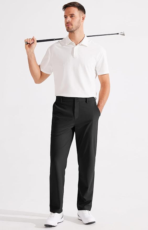 Libin Men's Golf Pants Classic Fit Flat Front Work Dress Pants 29" 31" 33" Stretch Casual Pants Lightweight with Pockets