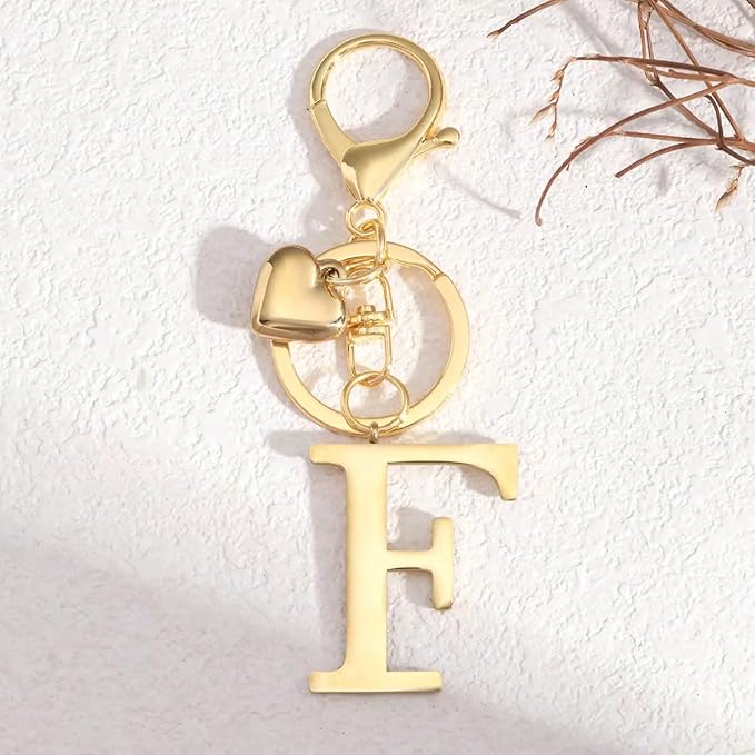 Metal Heart Alphabet Keychain for Women, Girls - Cute Initial Letter Accessories for Purse, Bag Charms and Backpack