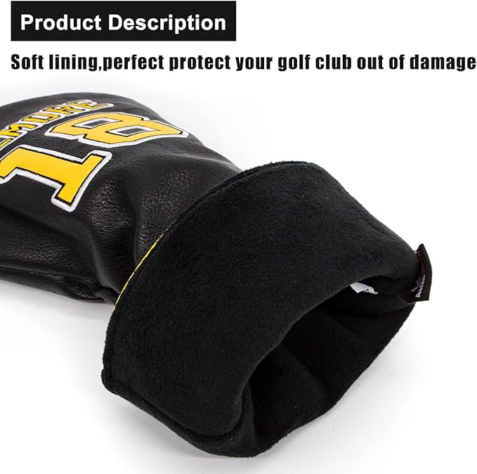 Golf Headcovers Happy Gilmore Golf Club Head Covers Advanced Embroidery Premium Leather Driver Headcover Fairway Wood Covers Hybrid Head Covers, Golf Mallet Blade Putter Cover