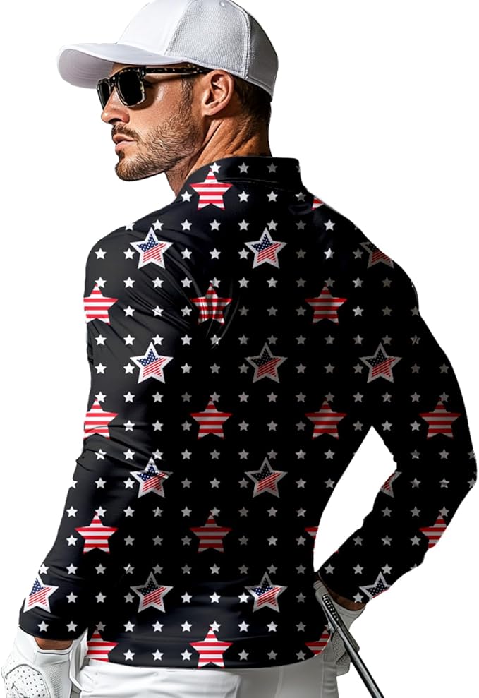 Men's Long Sleeve Golf Shirt Quick Dry 3 Button Work Fishing Outdoor Casual Collar Shirt