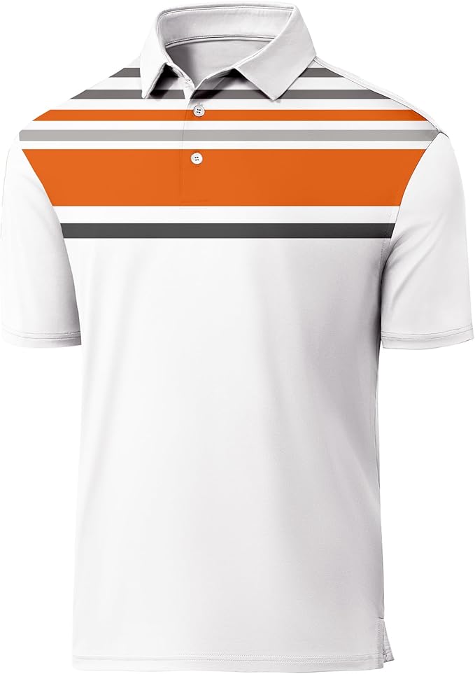 JACKETOWN Mens Polo Shirts Short Sleeve Print Dry Fit Performance Moisture Wicking Casual Collared Golf Shirts