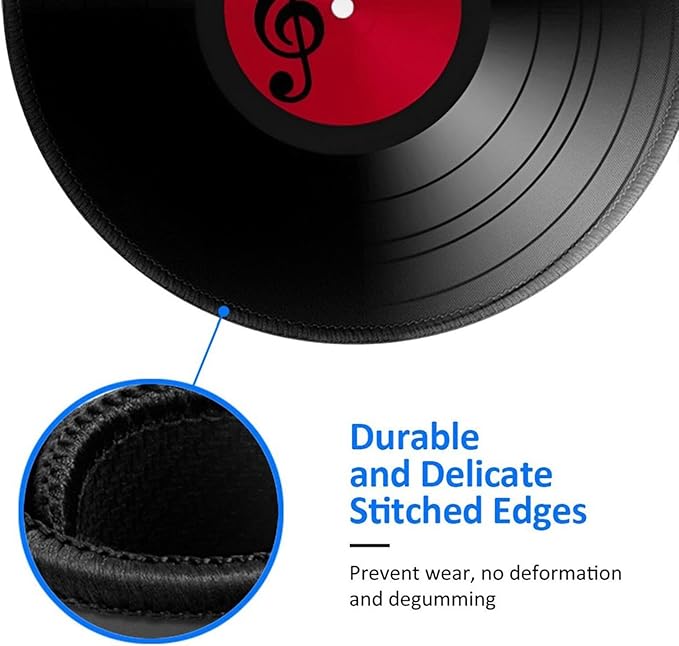 Record CD Mouse Pad, Mouse Pads for Desk, Stitched Edge Mousepad with Non-Slip Rubber Base, Gaming Mouse Mat for Computer Laptop Home Office
