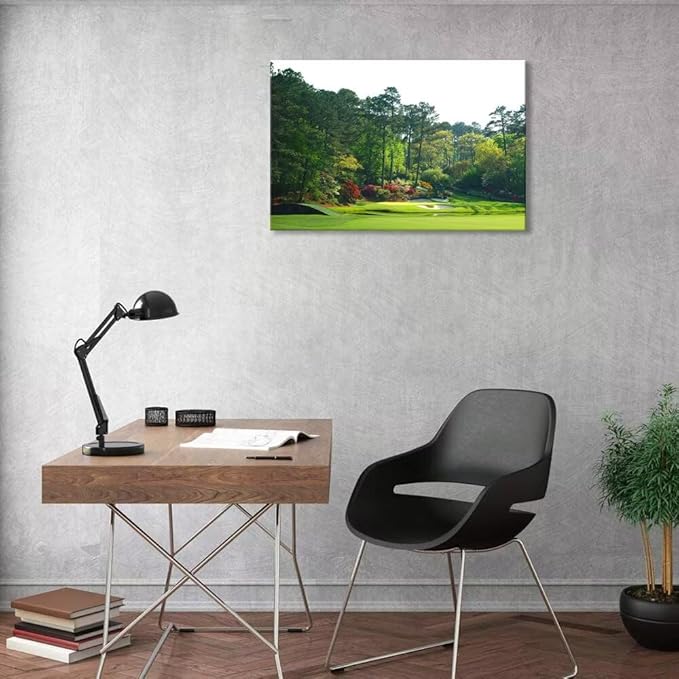 Augusta Golf Course Wall Art Golf Course Picture Poster Canvas Prints - Golf Wall Decor for Living Room Bedroom Home Decorations Framed Artwork Ready to Hang(12''H x 16''W)