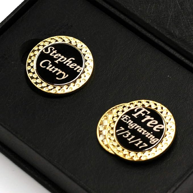 Free Engraving - 2 Sets of Golf Ball Markers with Hat Clip, Premium Golf Gifts for Men by Womens