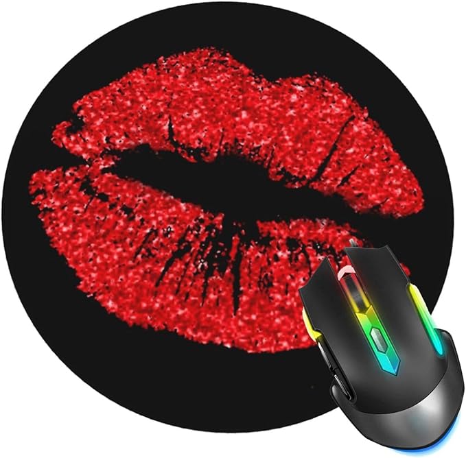 Red Lips Mouse Pad, Lipstick Mouse Pads for Desk, Stitched Edge Mousepad with Non-Slip Rubber Base, Gaming Mouse Mat for Computer Laptop Home Office