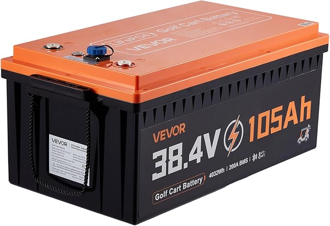 VEVOR 36V (38.4V) 105AH Lithium Golf Cart Battery, with 25A Charger, Lifepo4 Battery Kit, Built-in 200A BMS, with Bluetooth & Touch Monitor, 2C Discharge, 4000 Cycles, for Golf Carts, Trolling Motors