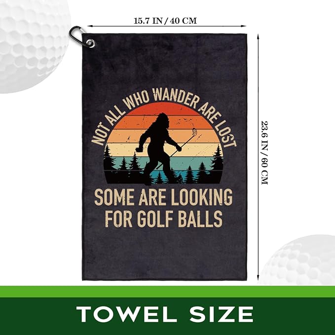 Not All Who Wander are Lost Polyester and Cotton Printed Golf Towel, Funny Golf Accessories for Men Women, Golf-Gifts for GolfFan Dad Grandpa, Golfs Lover Retirement Birthday Gifts