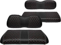 4PCS Golf Cart Diamond Seat Covers Kit, Fits Club Car Precedent 2004+ Golf Cart Vinyl Replacement Seat Cover （Black Stitching, No Stapler, Easy to Clean）
