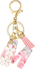 SELOVO Girls Pink Flower Chain Cute Keychain Initial Keychain Key Chain for Women