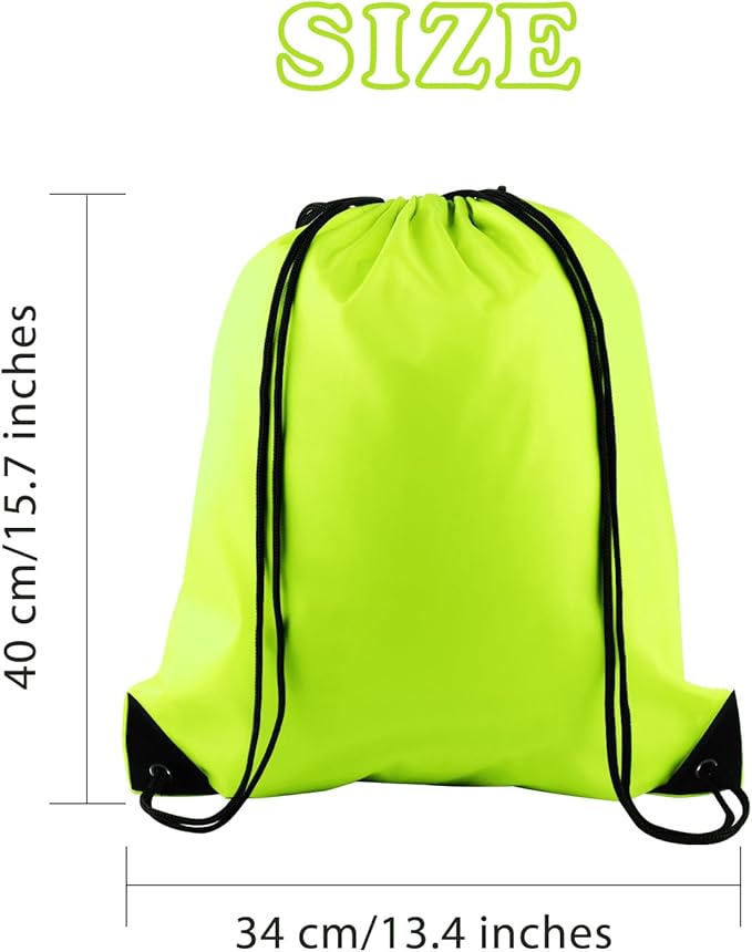 KUUQA 50Pcs Fluorescent green Drawstring Backpack Bulk Drawstring Bags String Bags Storage Bags Gym Backpack for Sport Gym Traveling