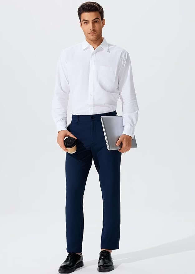 QPNGRP Men's Golf Pants 30"/32"/34" Inseam Lightweight Stretch Work Dress Pants