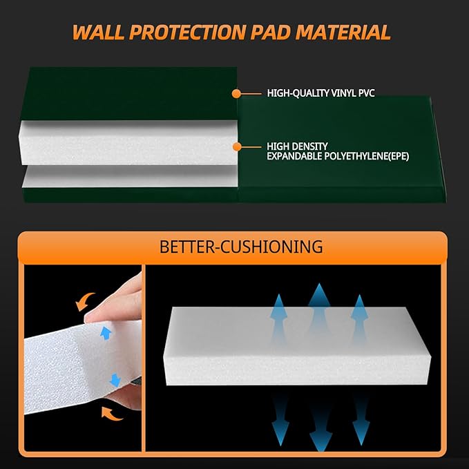 PROGOAL Gym Wall Paddings Basketball Court Wall Protection Pad - 2”Thick Foam Wall Mat Durable Protector for Wall-Mounted Basketball Hoops Garage Taekwondo（60" Lx20 W）