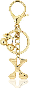 Gold Bubble Heart, Cherry, Bow & More Designs Letter Initial Keychain Bag Charms – Cute Purse Charms for Handbags