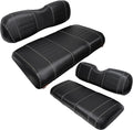 Golf Cart Seat Covers fits Club Car Precedent/DS/EZGO RXV/TXT/Yamaha Front Rear Seat Cushion，Black Leather Custom Stripe Soft Comfortable/Anti-Scratch/Easy to Clean