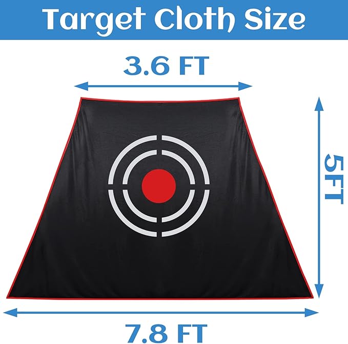 Golf Target Cloth - Heavy Duty Impact Screen for Golf Nets, Indoor/Outdoor Practice Hitting Training Aid with S-Hooks